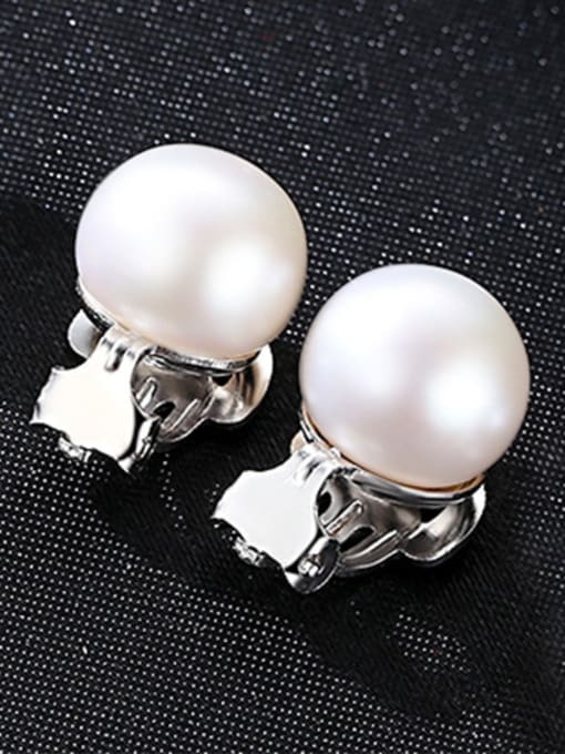 White Platinum Sterling Silver 10-15mm natural pearl earrings