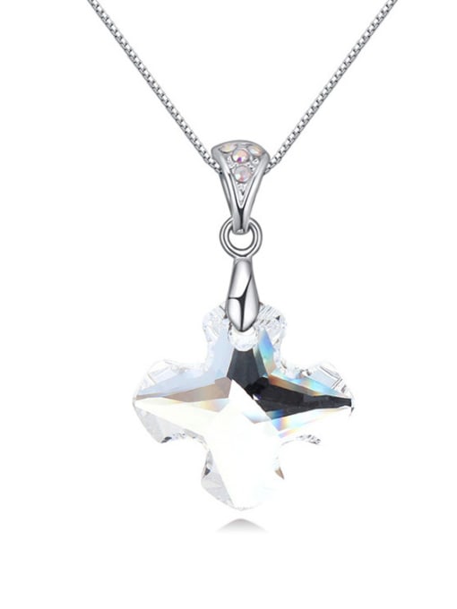 White Simple Cross austrian Crystal Pendant Alloy Necklace