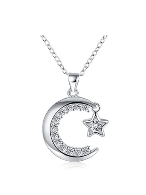 OUXI Fashion Moon Star Zircon Women Necklace 0