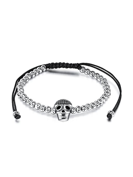 White Punk style Little Skull Beads Adjustable Bracelet