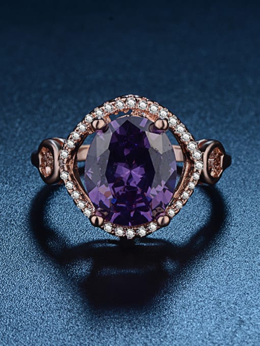 KENYON Exaggerated Purple Zircon Rose Gold Plated Copper Ring 2