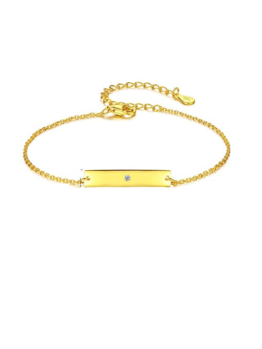 CCUI 925 Sterling Silver With Gold Plated Simplistic Square Bracelets