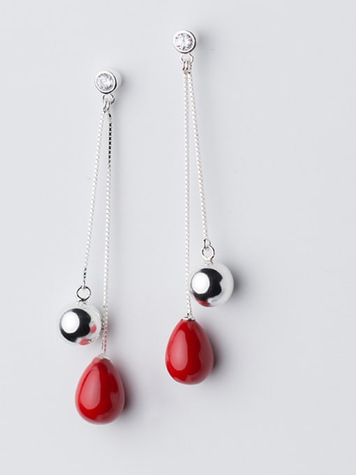 Rosh Elegant Water Drop Shaped Artificial Pearl Silver Drop Earrings 1