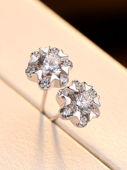 CCUI Sterling silver fashion shine zircon flower earrings 0