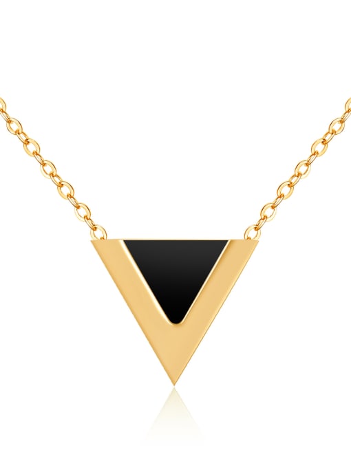 1178 - Gold Stainless Steel With Rose Gold Plated Simplistic Triangle Necklaces