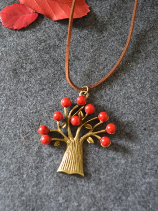 Dandelion Women Tree Red Beads Necklace 1
