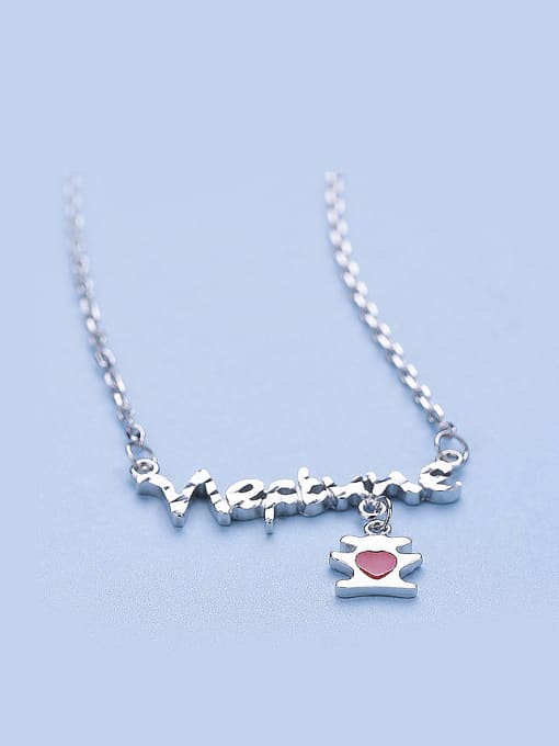 One Silver Cute Bear Necklace