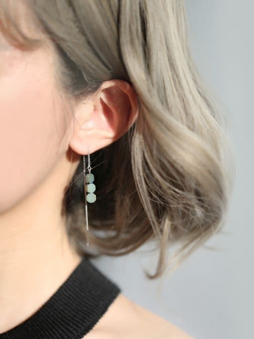 Peng Yuan Personalized Green Geometries 925 Silver Line Earrings 1