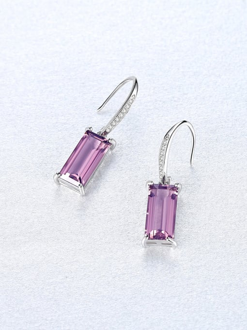 CCUI 925 Sterling Silver With Glass stone  Simplistic Square Hook Earrings 3