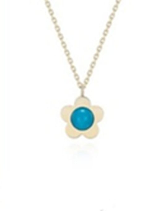 GROSE Flower Pendant Blue Stone Necklace 0