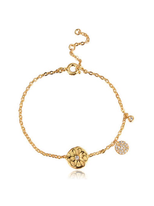 gold Exquisite 18K Gold Plated Flower Shaped Zircon Bracelet