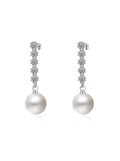 AI Fei Er Fashion Cubic Zirconias Imitation Pearl Copper Stud Earrings