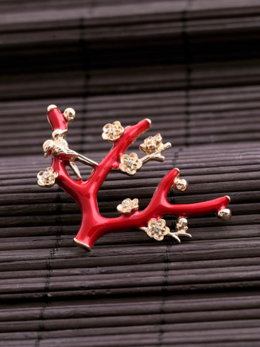 KM Fashion Red Flowers Shaped Alloy Brooch 1