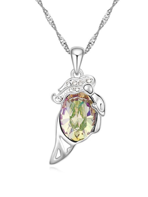 green Simple Shiny Oval austrian Crystal Pendant Alloy Necklace