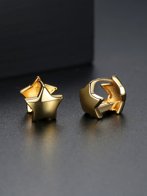 BLING SU Copper With 18k Gold Plated Casual Star Stud Earrings 0