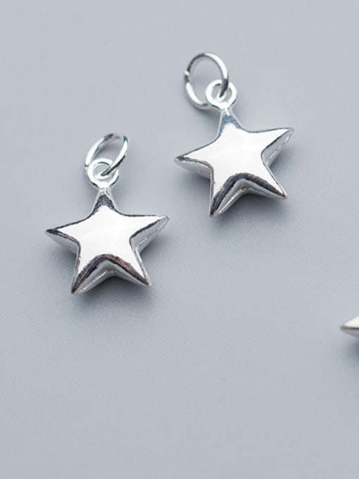 FAN 925 Sterling Silver With Silver Plated Simplistic Pentagram Charms 0