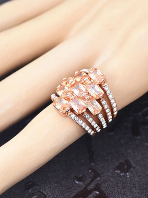 Wei Jia Fashion Exaggerated Zirconias White Rhinestones Copper Ring 2