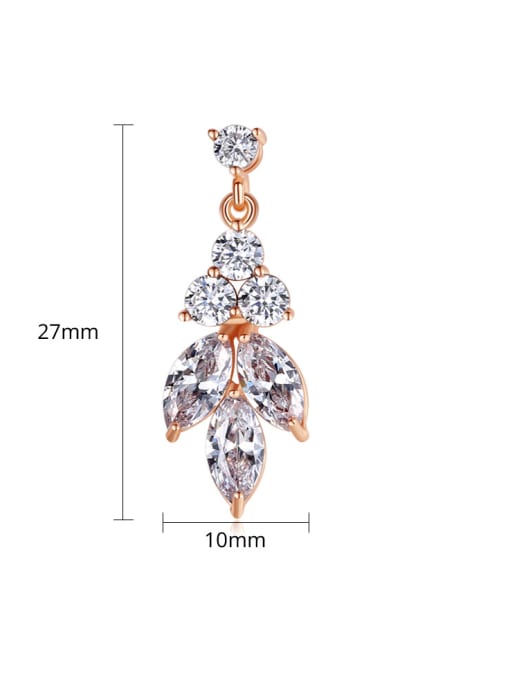 BLING SU Copper With Cubic Zirconia Personality Leaf Stud Earrings 4
