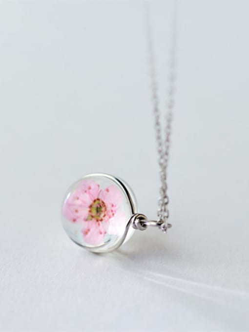 pink Creative Pink Tree Shaped 925 Silver Necklace