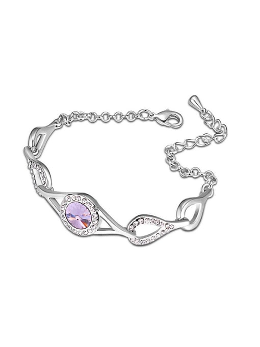 purple Fashion Cubic austrian Crystals Alloy Platinum Plated Bracelet