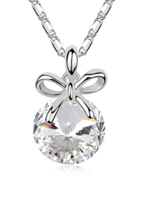 White Simple Little Bowknot Cubic austrian Crystal Alloy Necklace
