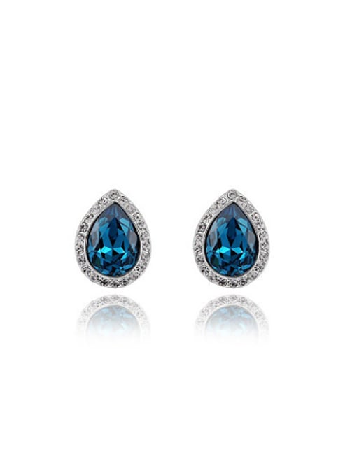 Ronaldo Delicate Blue Water Drop Austria Crystal Stud Earrings 0