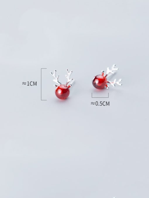 Rosh 925 Sterling Silver With Platinum Plated Cute  Small Elk  Stud Earrings 1
