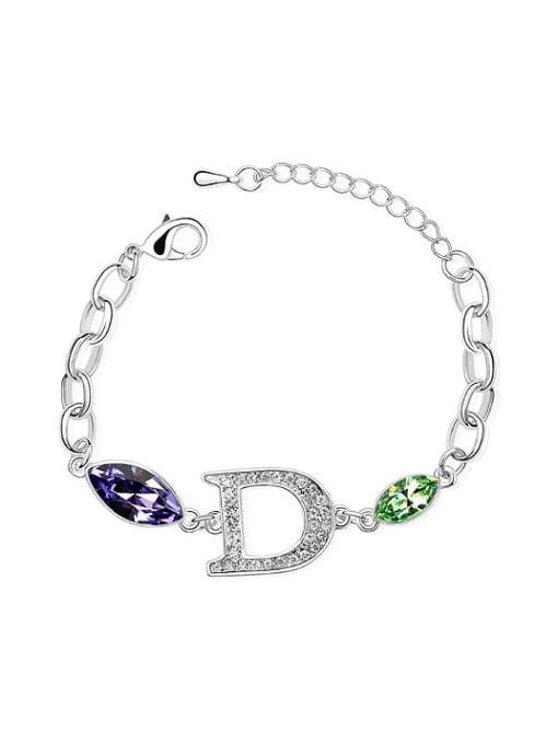 2 Fashion Letter D Marquise austrian Crystals Alloy Bracelet