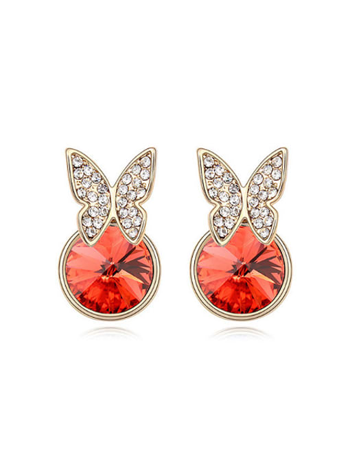 QIANZI Fashion Shiny Swaroski Crystals Butterfly Stud Earrings