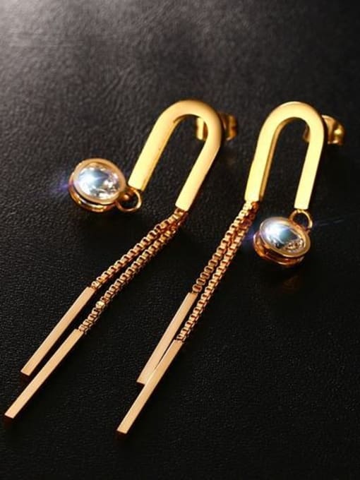 CONG Fashionable Gold Plated Zircon Tassel Two Pieces Jewelry Set 1