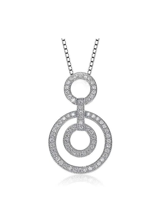One Silver All-match Round Shaped Zircon Pendant 0
