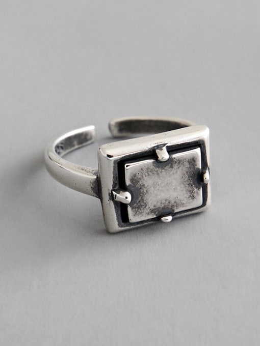 DAKA 925 Sterling Silver With Antique Silver Plated Vintage Geometric Midi Rings 3
