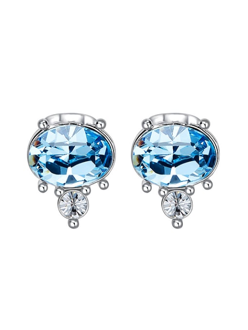 CEIDAI Fashion Oval Blue austrian Crystal Stud Earrings 0