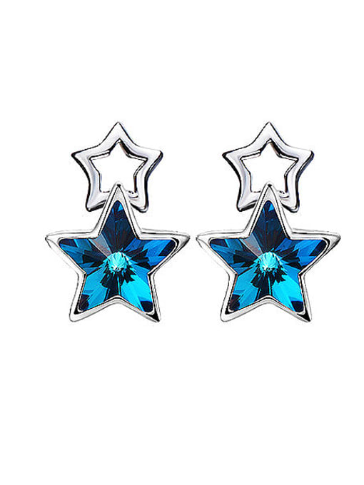 Blue S925 Silver Star-shaped stud Earring