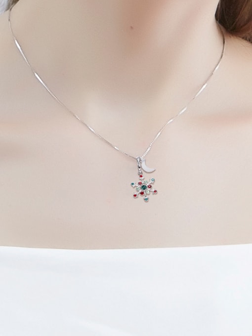 CEIDAI Snowflake Shaped Multi-color Crystal Necklace 1