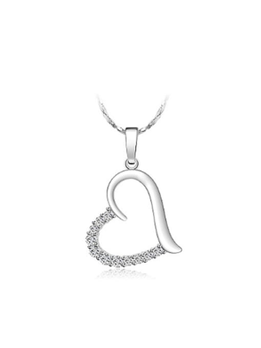 XP Copper Alloy White Gold Plated Korean style Heart-shaped Zircon Necklace 0