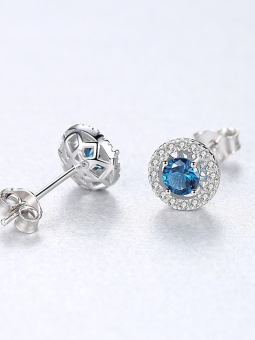 CCUI Sterling silver classic round semi-precious stones earrings 2