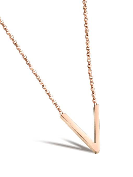 Open Sky Stainless Steel With Rose Gold Plated Simplistic Triangle Necklaces 0
