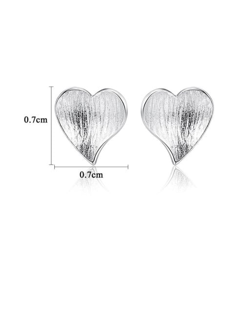 CCUI 925 Sterling Silver With Glossy Simplistic Heart Stud Earrings 4