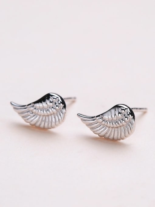 One Silver 925 Silver Exquisite Wings Shaped stud Earring 0