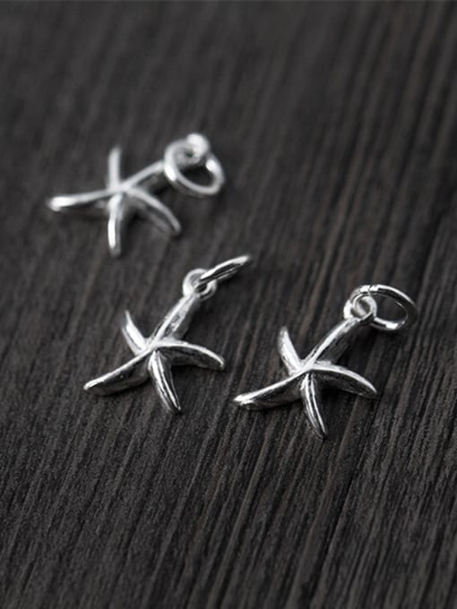 FAN 925 Sterling Silver With Silver Plated Simplistic starfish Charms 0