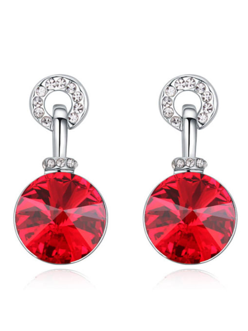 red Fashion Shiny Cubic austrian Crystals Alloy Stud Earrings