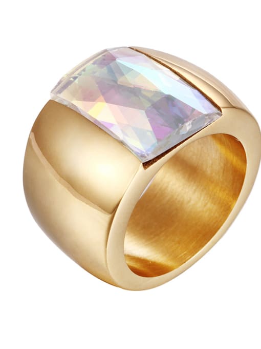 AB color 6 code Titanium With 18k Gold Plated Fashion Square Party Multistone Rings
