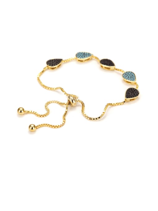 Gold S925 Sterling Silver Inlaid Turquoise Bracelet