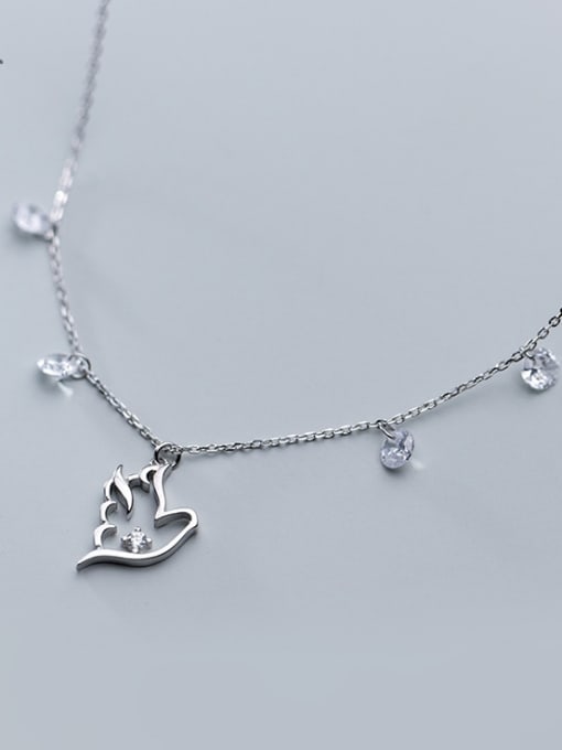 Rosh 925 Sterling Silver With  Cubic Zirconia Simplistic Hollow pigeon Necklaces 2