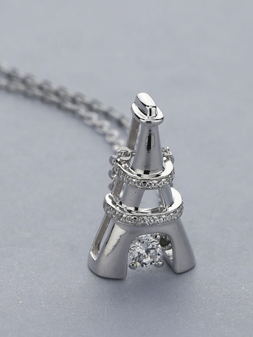 One Silver Tower Shaped Necklace 3