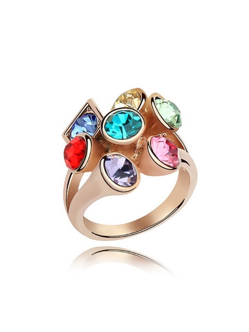 QIANZI Personalized Cubic austrian Crystals Rose Gold Plated Alloy Ring 0