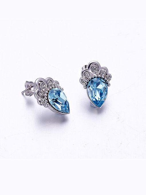 blue Crown Shaped Crystal stud Earring