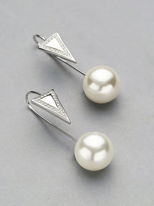 One Silver Triangle Shaped Shell Stud Earrings 3
