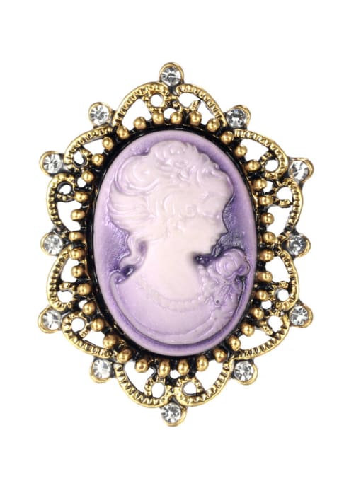 purple Alloy With Antique Copper Plated Vintage Beauty Head Brooches